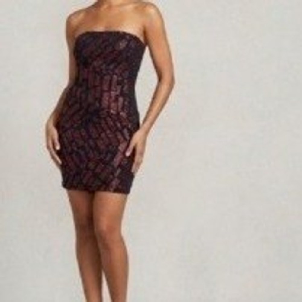 Charlotte Russe Strapless Tube‎ Dress Red Sparkle
